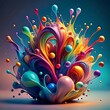 © Rashidul - Abstract colorful splash 3d background Gradients background, Wallpaper, Photo for post banner. Ai Generated