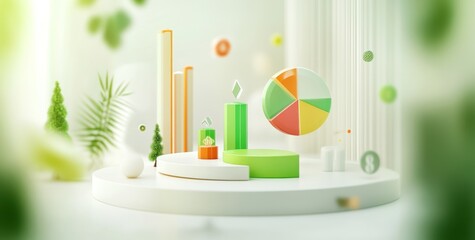 Poster - A colorful 3D representation of data visualization with charts and graphs.