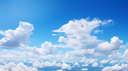 Wall Mural - a panoramic view of a blue sky with soft, white clouds