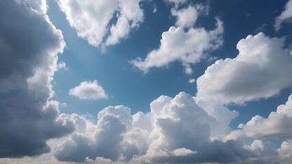 beautiful cloudy sky  scenery, sky and white clouds view, AI Generative