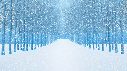 Wall Mural - Serene Winter Landscape with Glistening Snowfall Creating a Magical Atmosphere