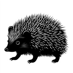 Wall Mural - Hedgehog Silhouette, Illustration Isolated On White Background