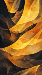Poster - Abstract yellow and orange wave pattern with dark background