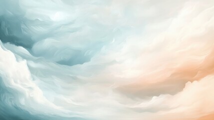 Wall Mural - a painting of a large cloud with an orange and blue sky, ai
