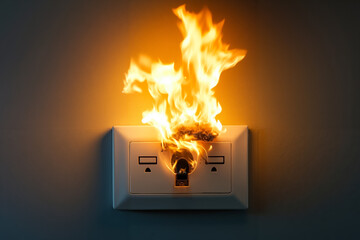 a light switch on fire with a light on it