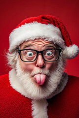 Poster - A man in a santa claus hat sticking out his tongue