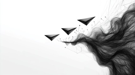 Wall Mural - a black and white drawing of a cloud with three triangles, ai