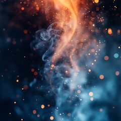 Wall Mural - dynamic abstract smoke patterns in contrasting blue and bright orange light