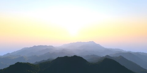 Poster - Mountain landscape at sunset  