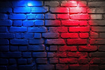 Lighting Effect red and blue on brick wall for background party happy new year happiness concept , For showing products or placing products with generative ai