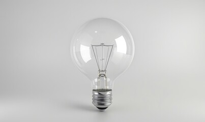 Transparent light bulb, white background, 4K hyperrealistic photo