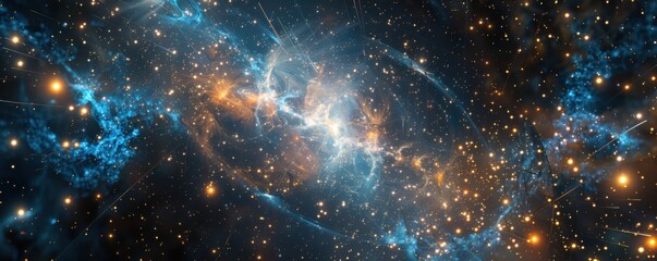 Wall Mural - cosmic string theory illustration in quantum space, 4k hyperrealistic photo