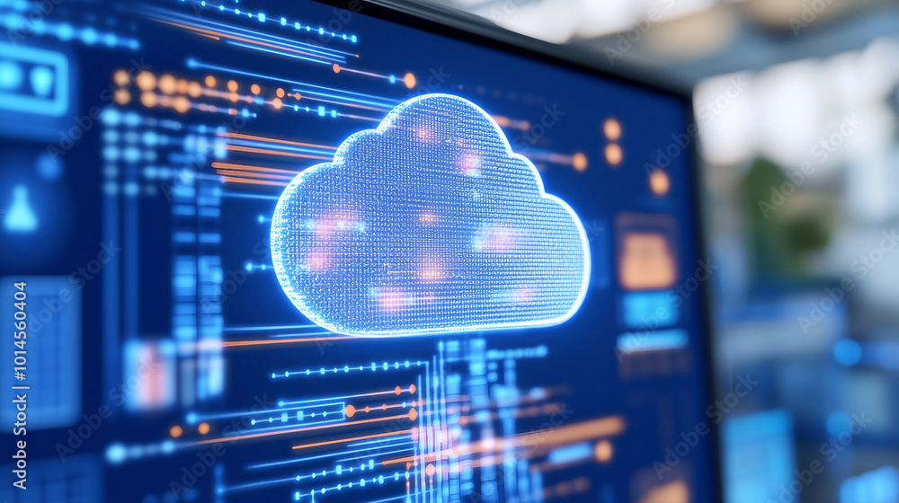 Cloud Computing Interface Displaying Data Management and Technology ...