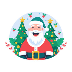 Wall Mural - Laughing santa illustration designed in flat style 