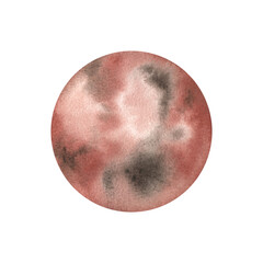 Wall Mural - Space watercolor hand-drawn illustration with planet Mars