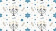 © 18042011 - Hanukkah Pattern with Menorahs, Stars of David, Olive Branches o
