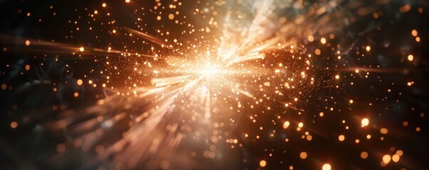 Wall Mural - radiant conical space blast surrounded by shimmering cosmic dust, 4k hyperrealistic photo