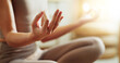 © peopleimages.com - Meditation, hands and girl with yoga at house for fitness, mindfulness development and spiritual. Woman, relax and pilates exercise with chakra energy, mental health peace and healing performance