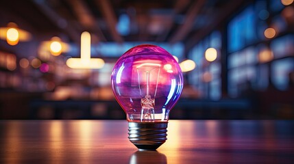 Wall Mural - design banner for generic smart bulb glowing with copy space area hd 8k wallpaper stock photographic