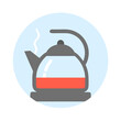 © KristinArt - Flat-style icon of teapot with red liquid on blue circular background