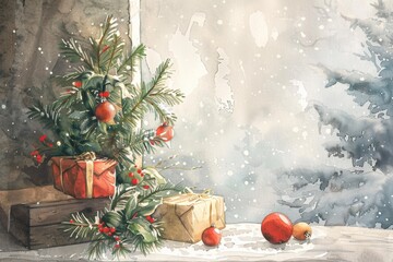 Sticker - Holiday props and decorations in watercolor with a dreamy, inviting atmosphere.