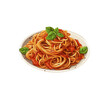 © Anasvectorpng - Spaghetti with tomato sauce and Peterseli leaves on a plate. Perfect for food blogs, restaurant menus, Italian cuisine websites, and recipe books. Generative AI