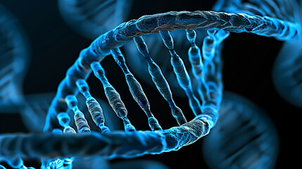 Close-up of DNA double helix strands.