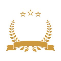 Wall Mural - gold award laurel wreath with ribbon, stars and empty place for name of winner. champion reward vect