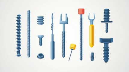 Collection of various construction tools and fasteners arranged neatly, ideal for DIY and professional projects.