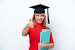 © luismolinero - Young student Russian girl isolated on white background shaking hands for closing a good deal