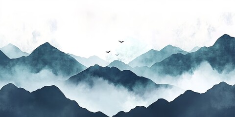 Wall Mural - watercolor mountains 