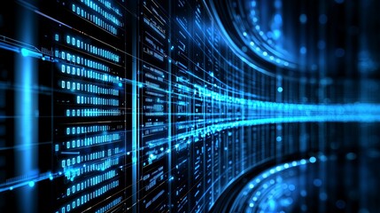 Wall Mural - a futuristic digital background featuring glowing blue lines and data streams, ideal for technology 