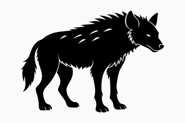 
hyena silhouette, hyena icon vector illustration, tier, scary predator, safari wildlife animal
