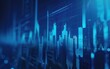 © stock.finder - Digital blue financial chart with glowing lines and dots. Business and economy data concept.
