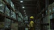 © VK Studio - A worker inspects towering inventory in a dim warehouse, capturing logistics and the essence of industrial diligence.
