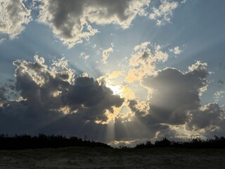 Cloud formations and sun raysNorth Shore Beach, Sunshine Coast, Queensland, Australia