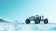 © fourtakig - Exaggerated stylized toy version of a rugged, all-terrain exploration rover positioned against a clean, minimalist background