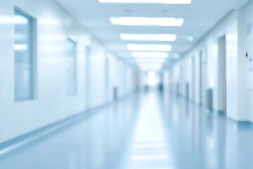 Wall Mural - blurred bright white hallway of a modern medical facility with a calm and serene atmosphere the imag