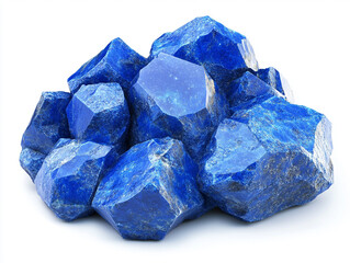 A stunning collection of raw blue lapis lazuli stones showcasing vibrant hues and unique geometric shapes, perfect for decor or jewelry.