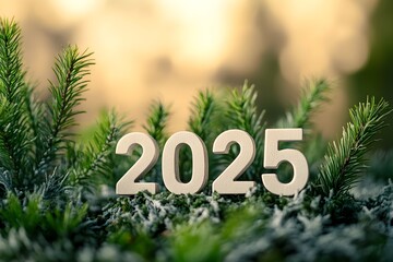Wall Mural - minimalist organic new year s eve with nature elements and golden design