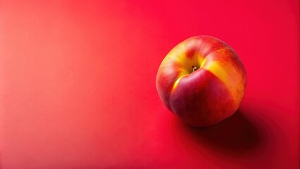 Ripe peach on vibrant red background, peach, fruit, red, background, ripe, sweet, juicy, fresh, colorful, vibrant, summer