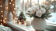 © Friedbert - Cozy Winter Interior with White Flowers and Festive Lights by a Window