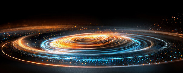 Wall Mural - Cosmic Dance of Light: An abstract and mesmerizing visual of swirling, luminous energy. The vibrant hues of orange and blue create a breathtaking spectacle of movement and cosmic power.