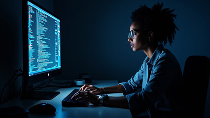 women working on programing language 