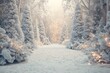 © netrun78 - A serene winter pathway lined with snow-covered trees and soft lights creates a peaceful atmosphere.