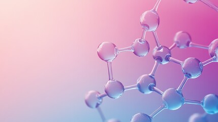 Wall Mural - 3d model of a molecule, on a pink and blue background.