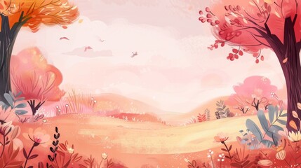 Poster - Simple and elegant cartoon background with hand-drawn charm.