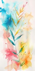 Poster - Simple plant decoration captured in vibrant watercolor style