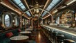 © Gams Images & Videos - a bar set inside a train carriage, interior shot, art deco mix with futuristic