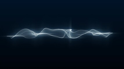 Wall Mural - an oscillating plume of sparkling glowing particles on a blue background. abstract animation.